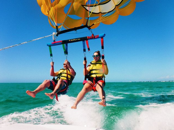 People parasailing over the gulf in anna maria island