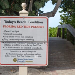 red tide warning sign