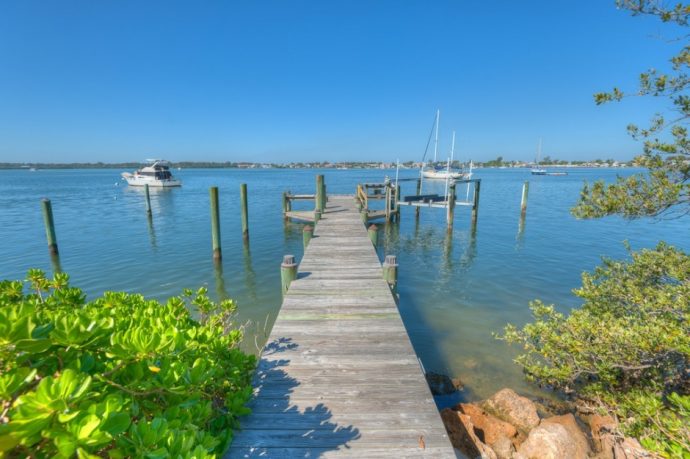 View of the dock in the back yard of this Cortez vacation rental in Florida